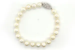 Diamond Clasp & Culture Pearl Bracelet