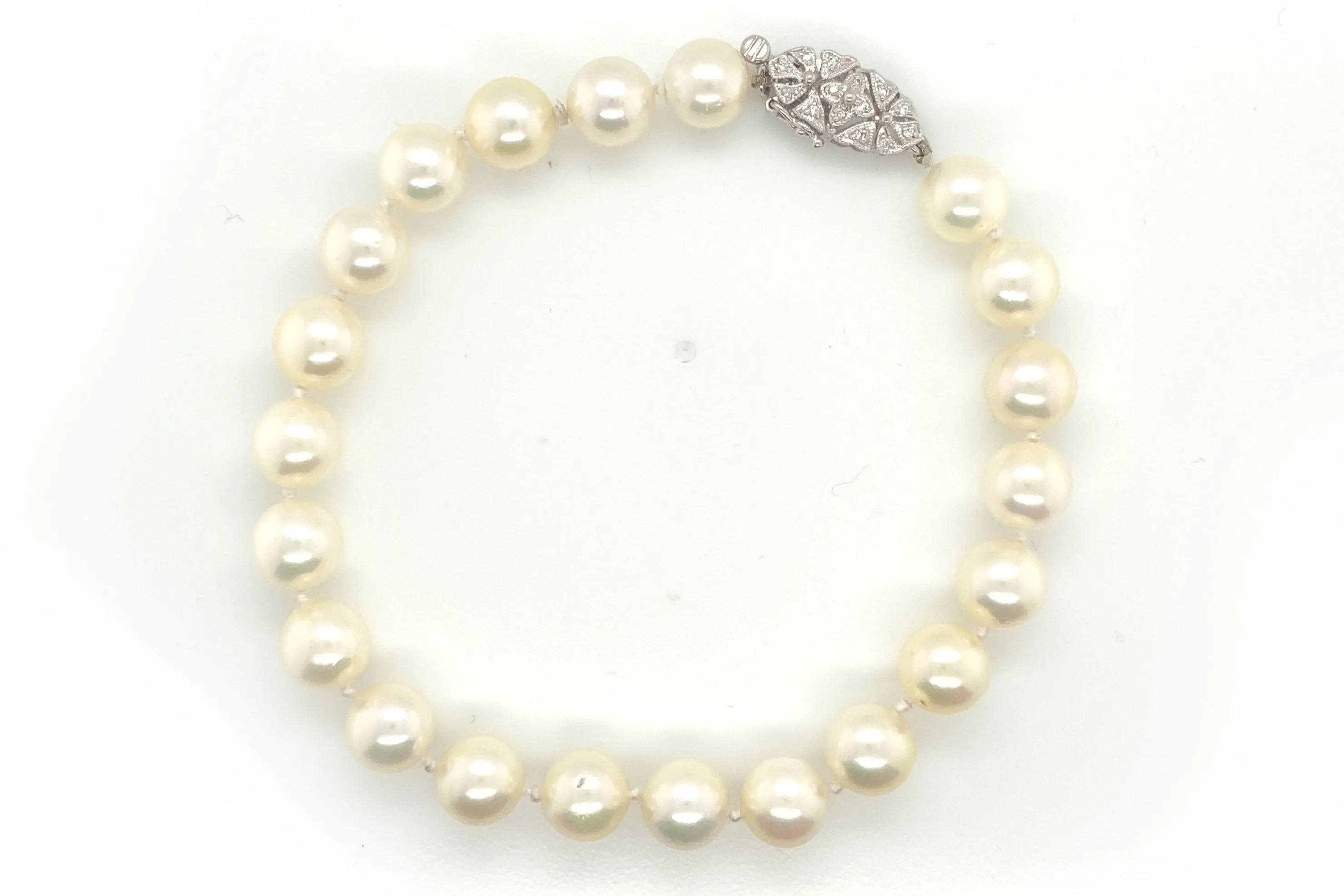 Diamond Clasp & Culture Pearl Bracelet