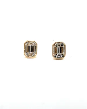 Diamond Emerald Pie stud Earrings