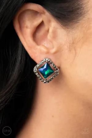 Earrings Cosmic Catwalk - Green Clip On