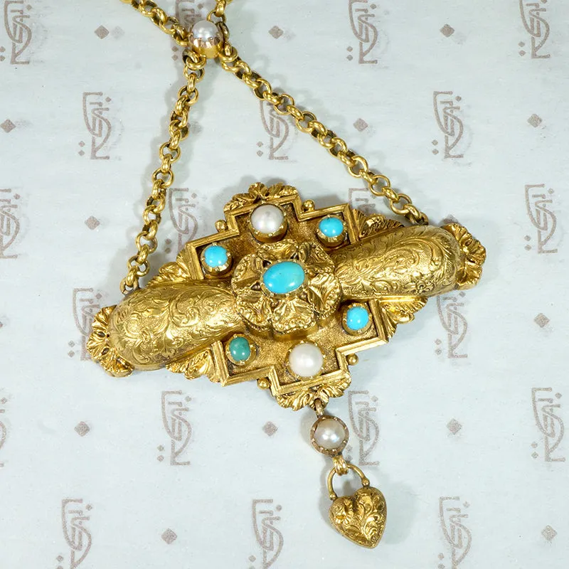 Elaborate Rich Gold Georgian Gem Set Necklace