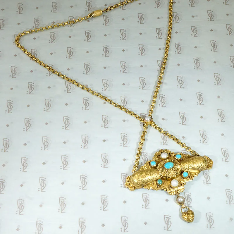 Elaborate Rich Gold Georgian Gem Set Necklace