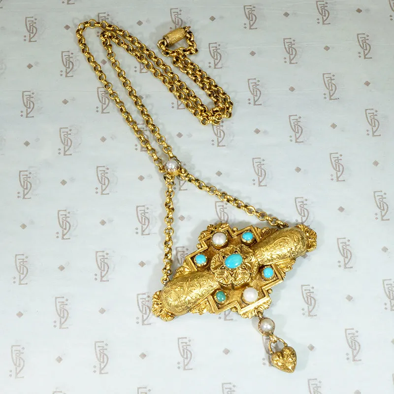 Elaborate Rich Gold Georgian Gem Set Necklace