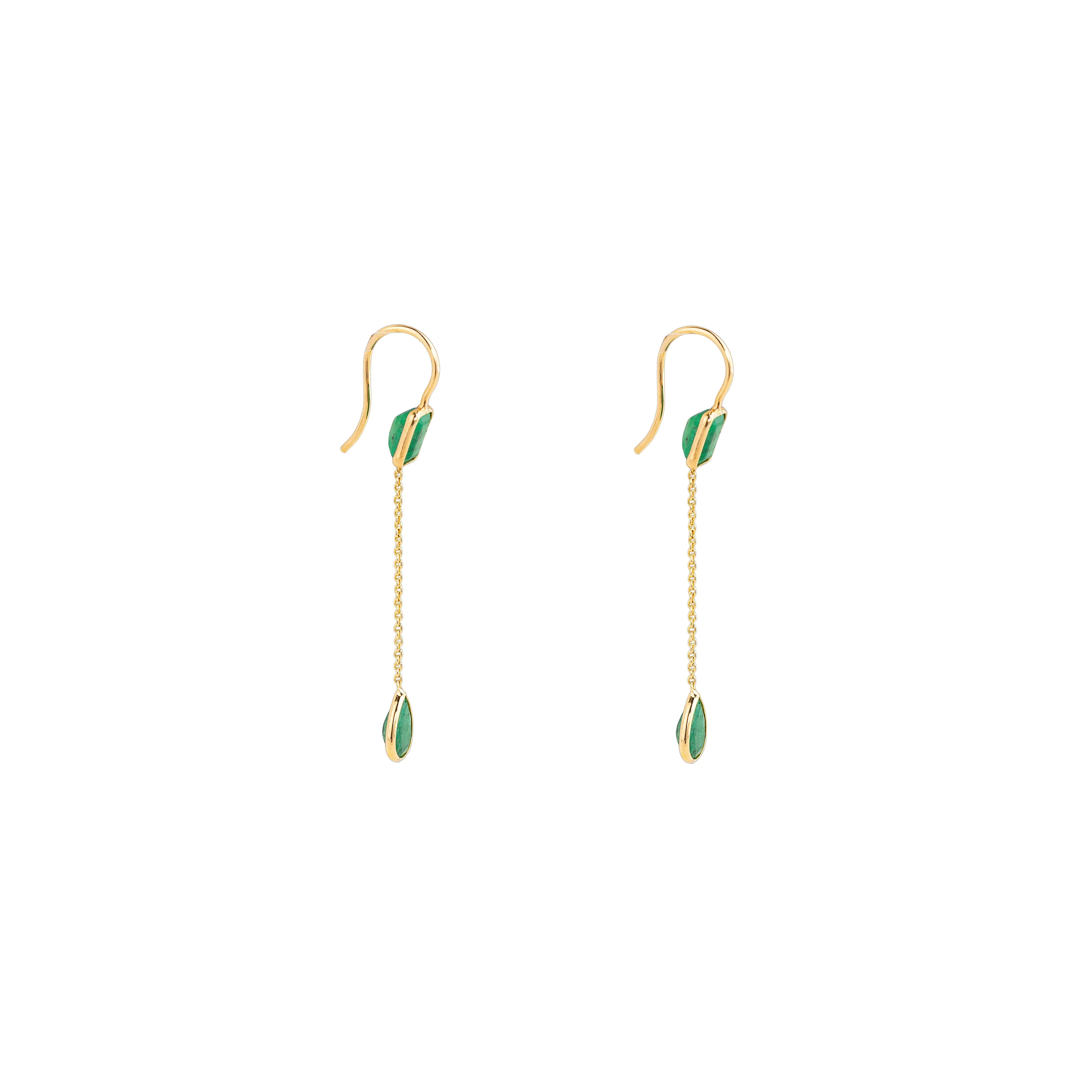 Eleanor Emerald Earrings, 18K Yellow Gold