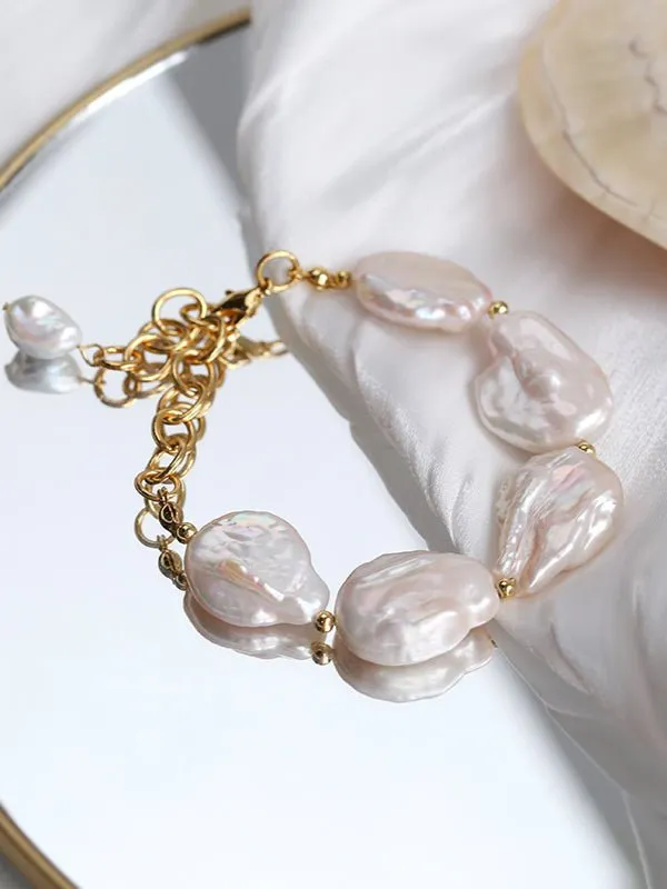 Elegant Rebellion Baroque Pearl Statement Bracelet