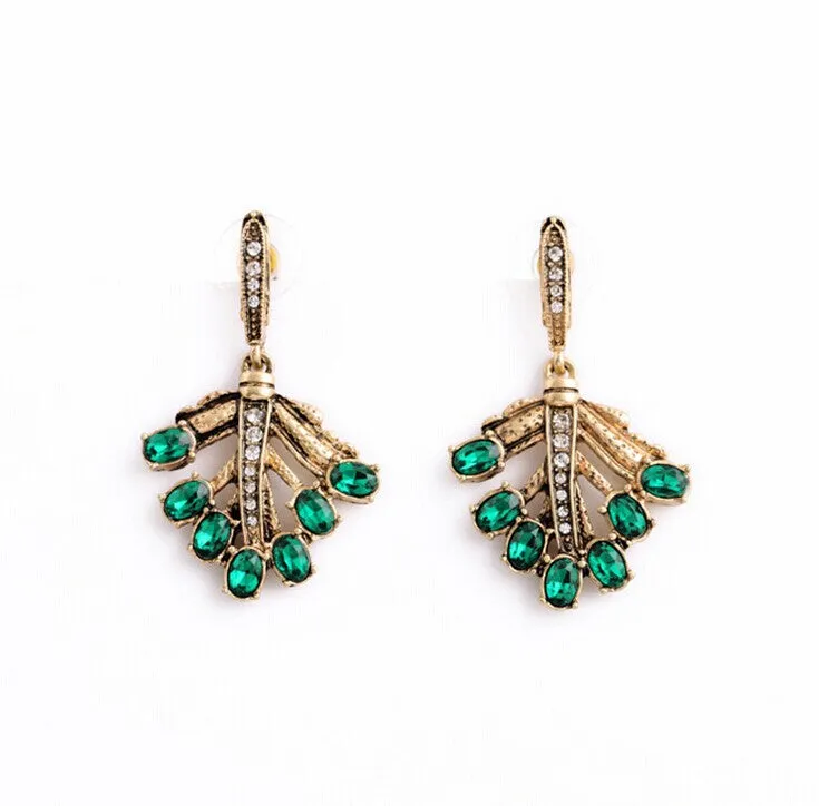 Emerald Green Linear Drop Earrings