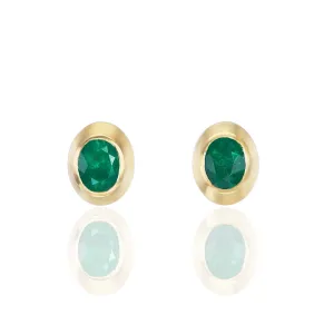 Emerald Oval Studs