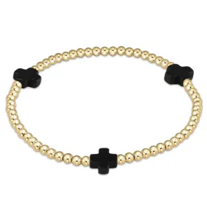 enewton extends signature cross gold pattern 3mm bead bracelet - onyx by enewton