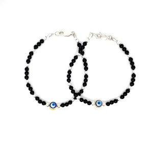 Evil Eye Onyx Sterling Silver Bracelet-1pair