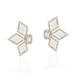 Fancy Cut Rock Crystal Diamond Earrings