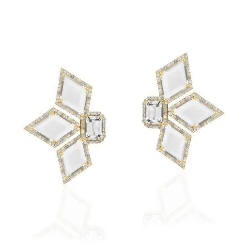 Fancy Cut Rock Crystal Diamond Earrings