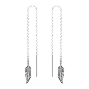 Feather Threader Chain Earrings