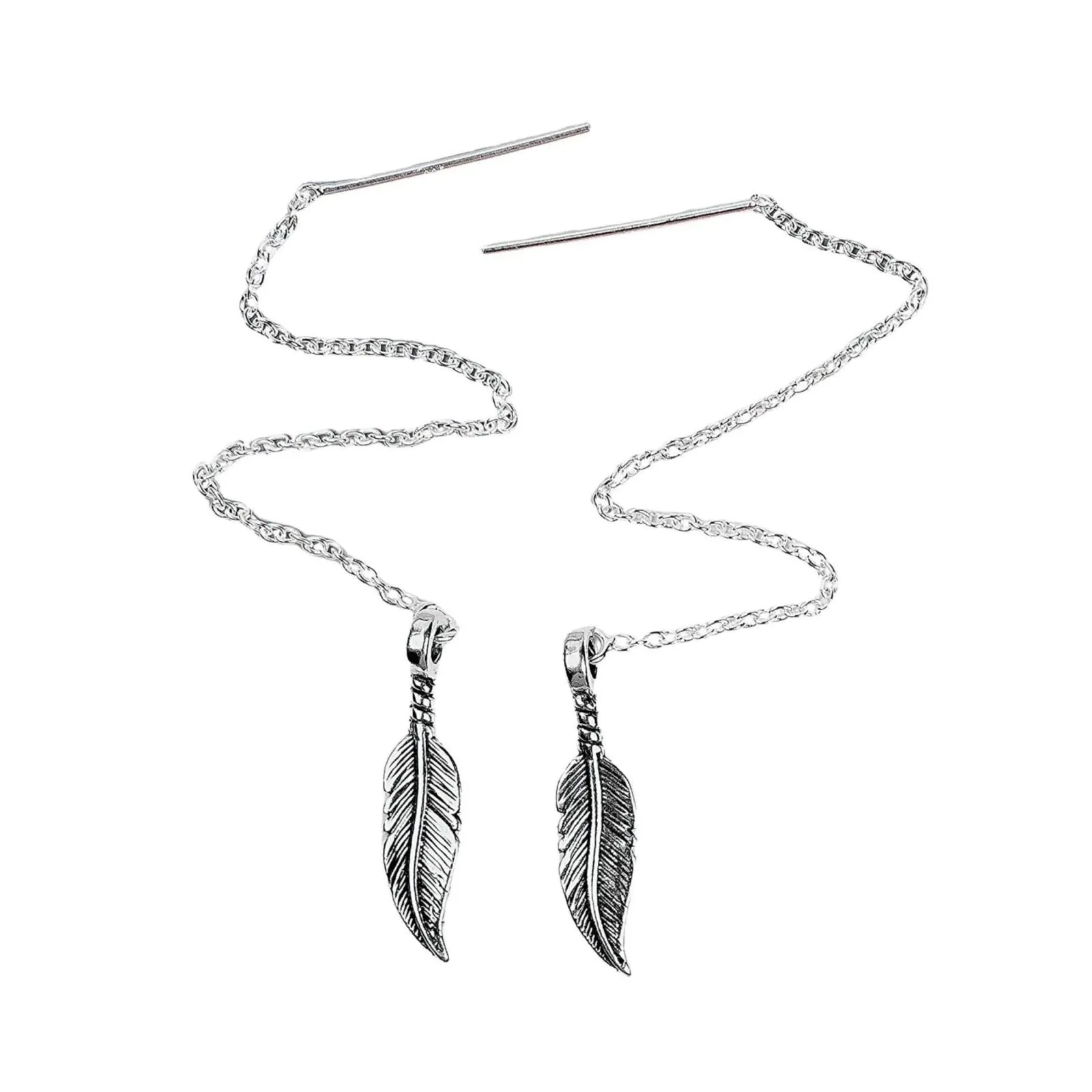 Feather Threader Chain Earrings