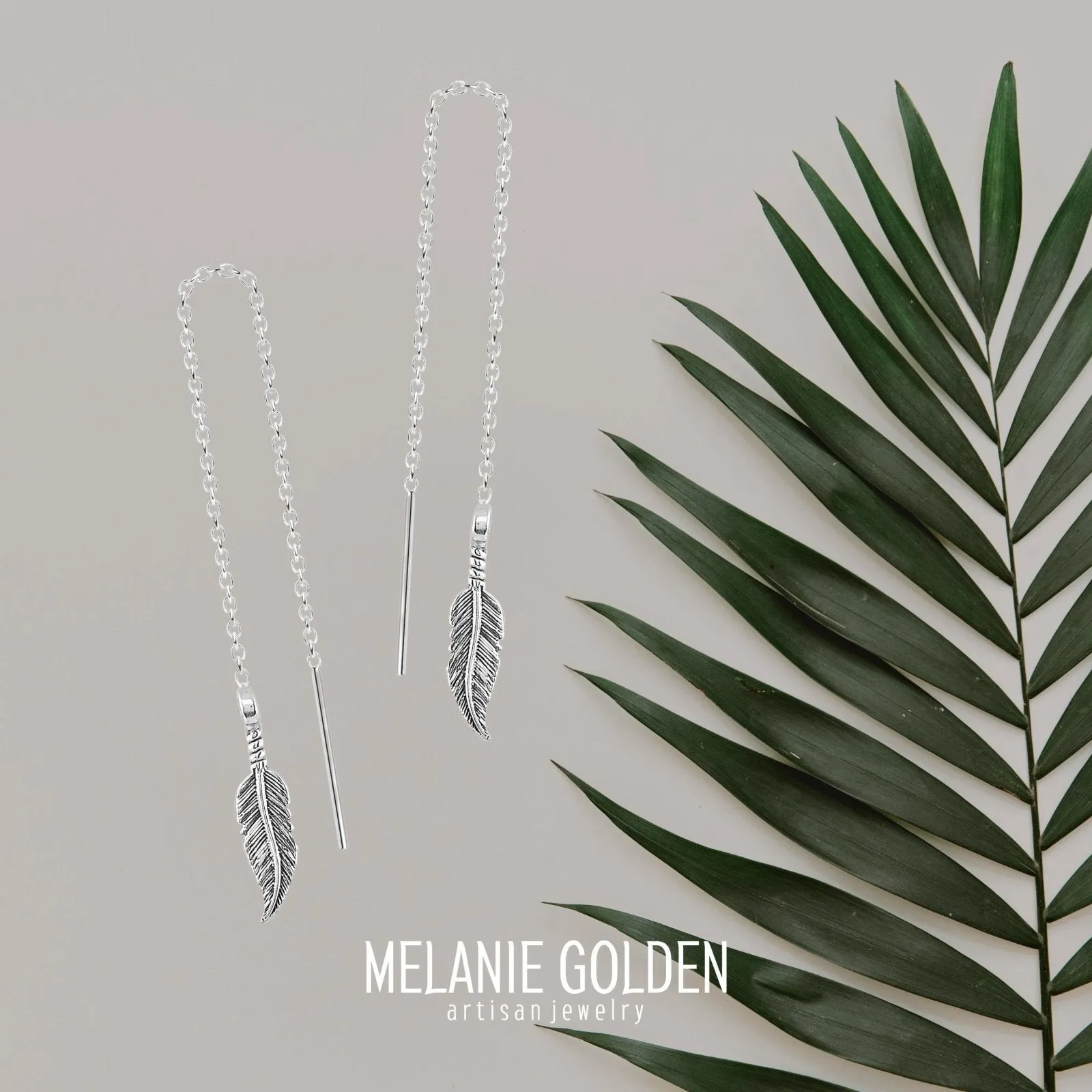 Feather Threader Chain Earrings