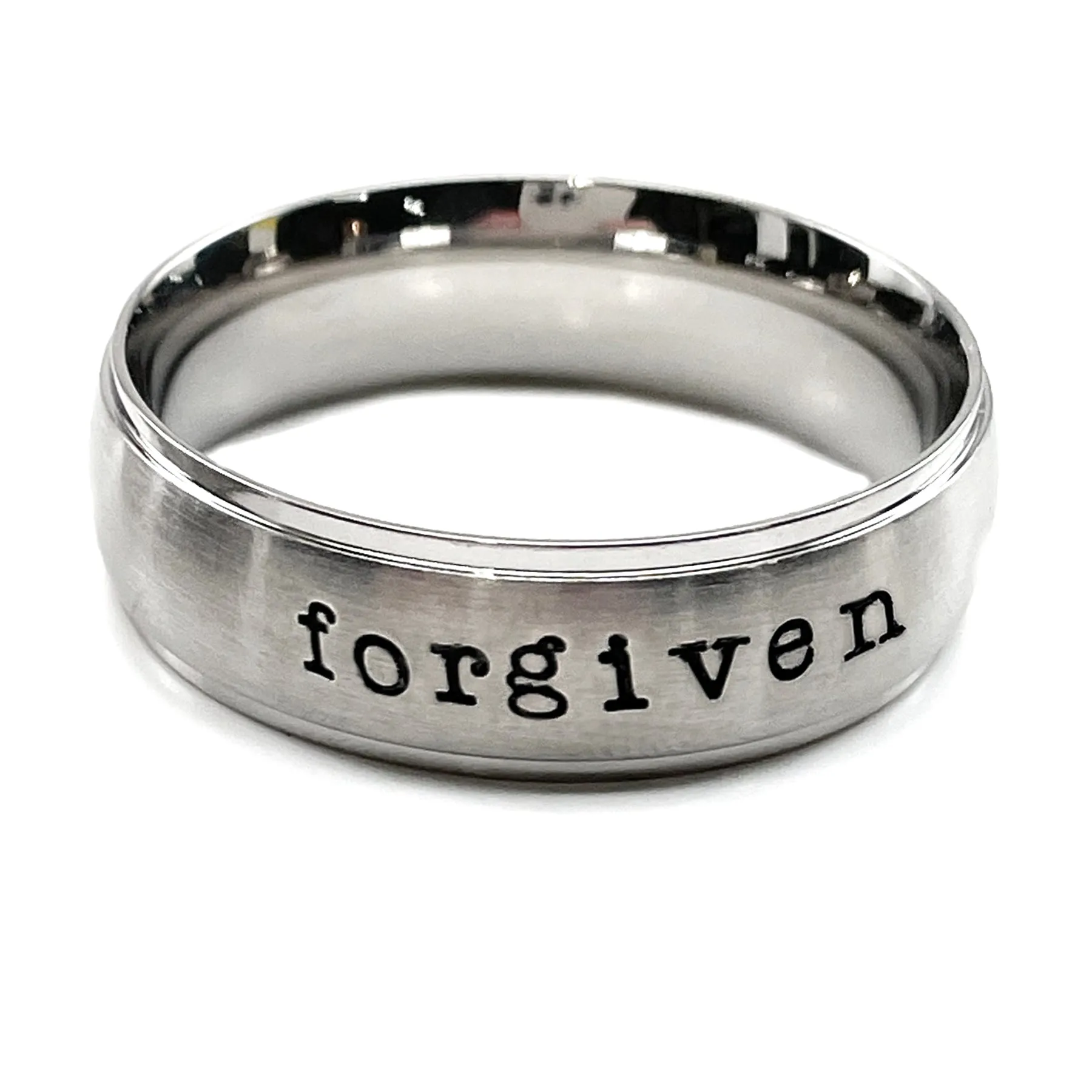 Forgiven Stamped Wide Band Ring