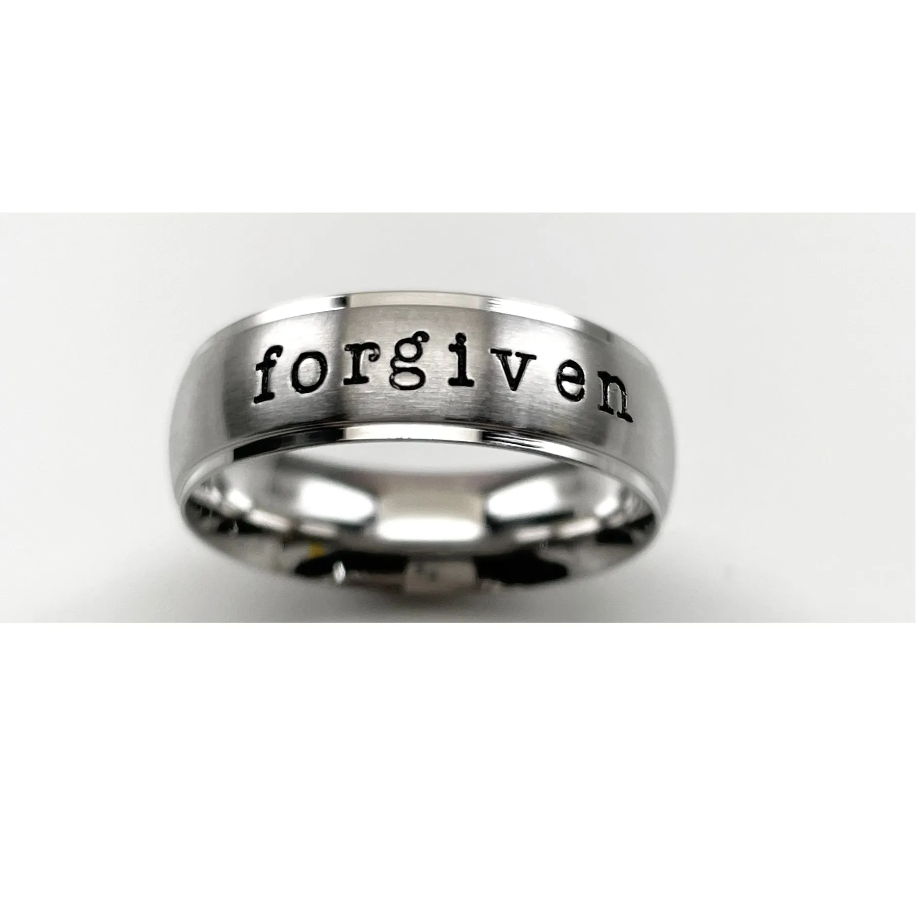 Forgiven Stamped Wide Band Ring