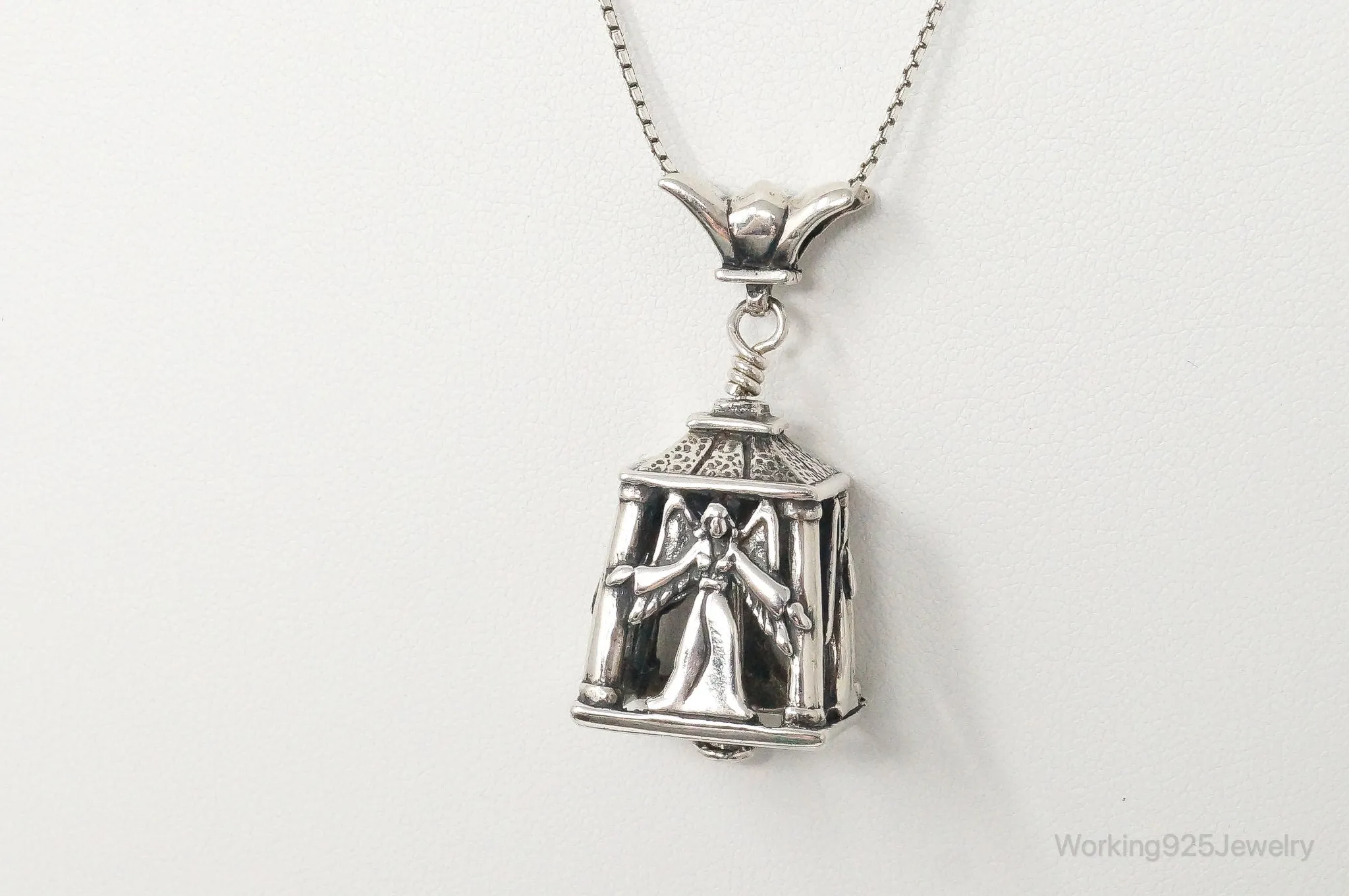 Four Sided Angel Bell Sterling Silver Necklace