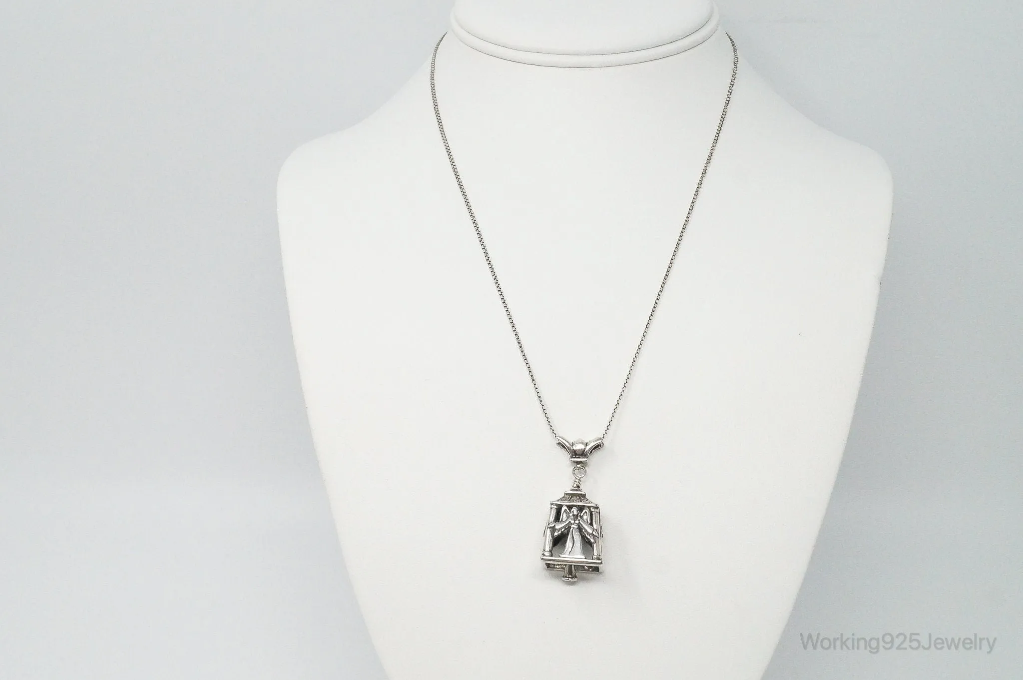 Four Sided Angel Bell Sterling Silver Necklace