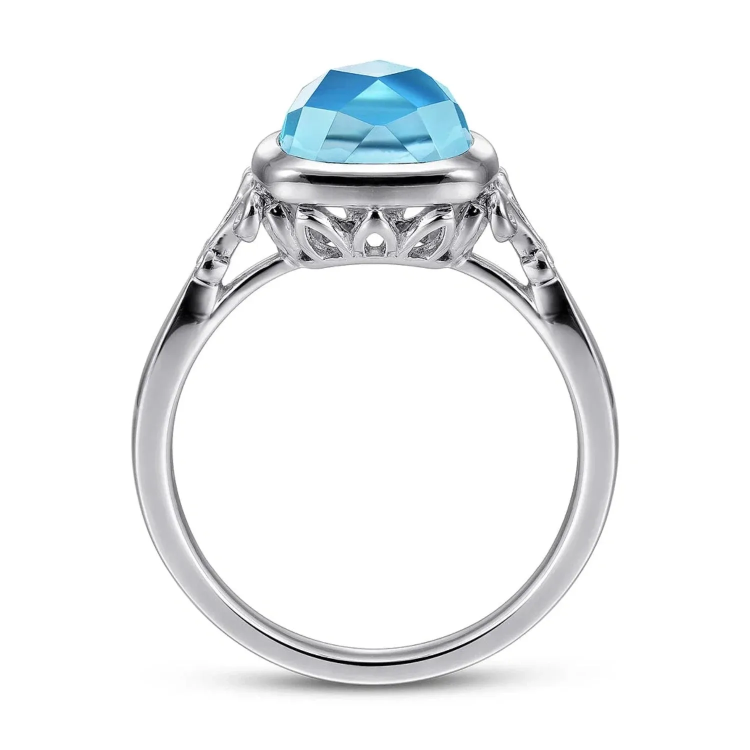 Gabriel & Co. Sterling Silver Cushion Cut Blue Topaz Ring