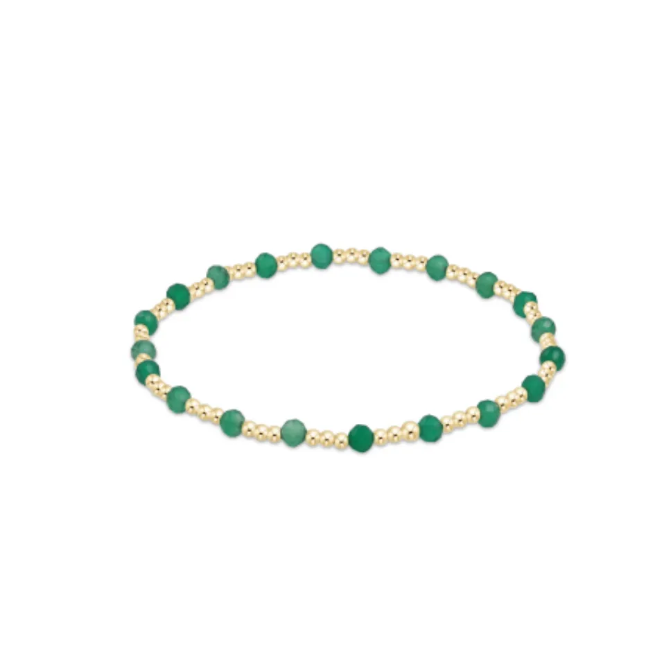 Gemstone Gold Sincerity Pattern 3mm Bead Bracelet - Green Onyx by enewton