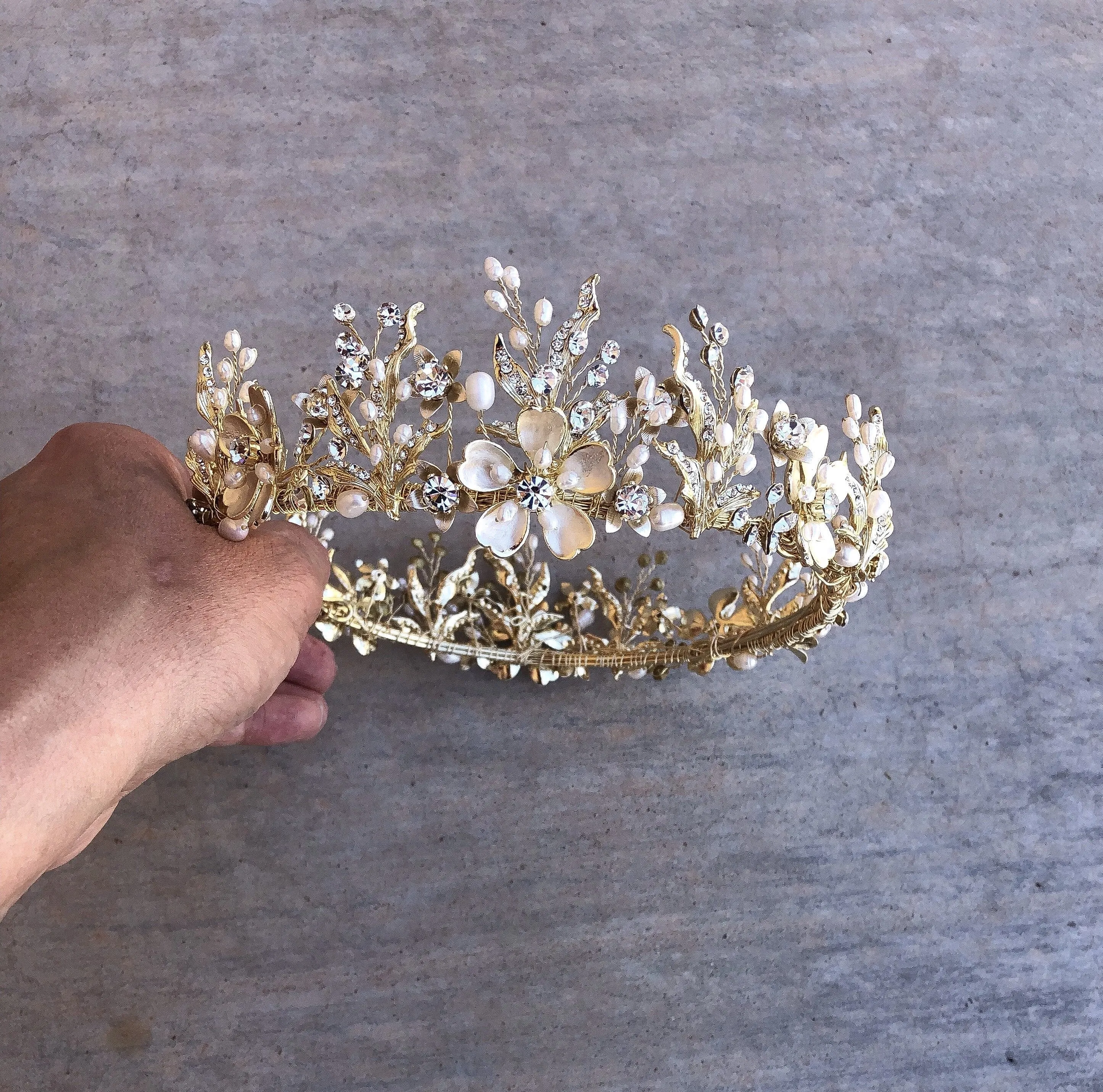 GENEVIEVE Gilded Blossoms Full Bridal Crown