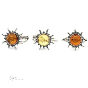 Glowing Amber Sun Ring