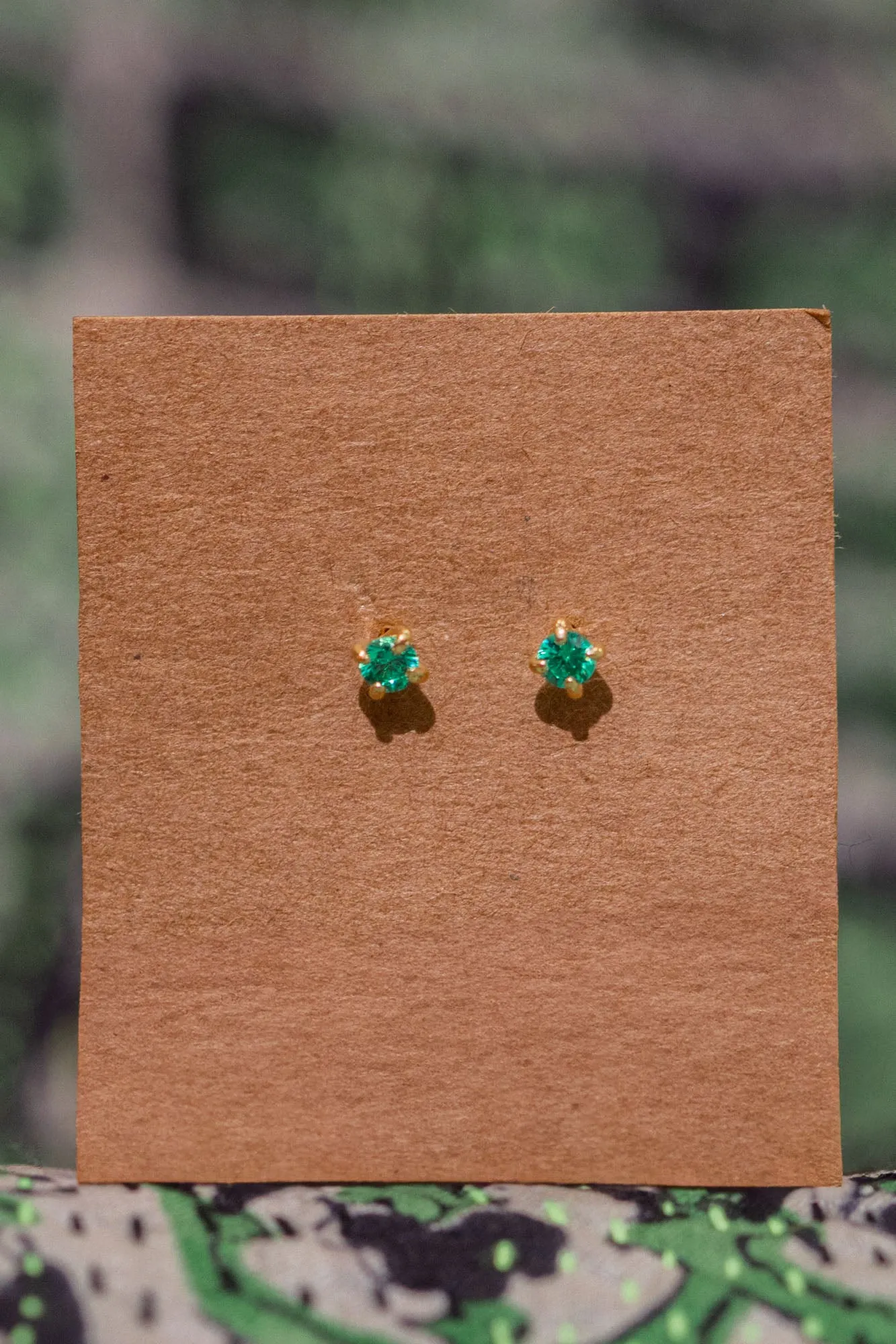 Gold Emerald Studs