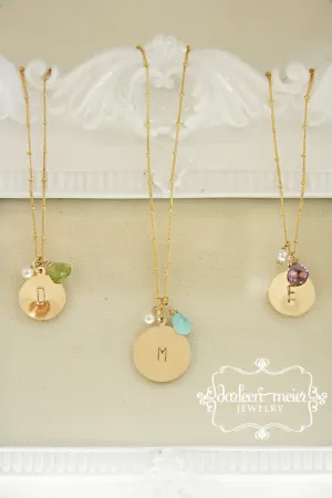 Gold Initial Birthstone Necklace