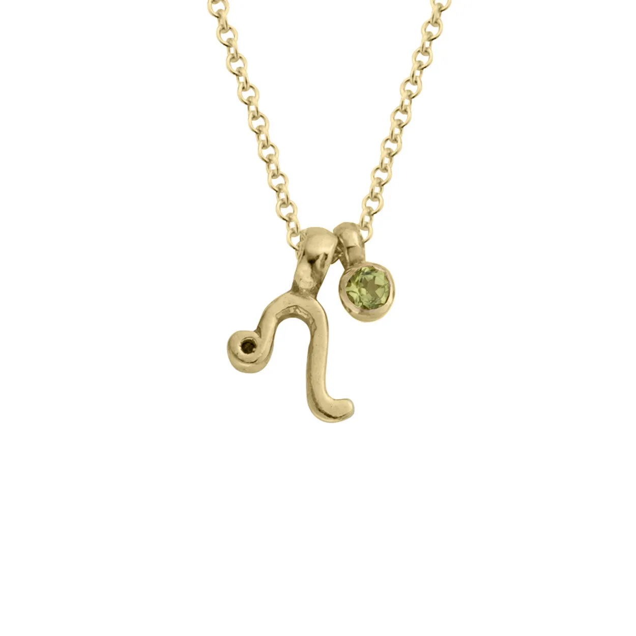 Gold Mini Leo Horoscope & Peridot Birthstone Necklace