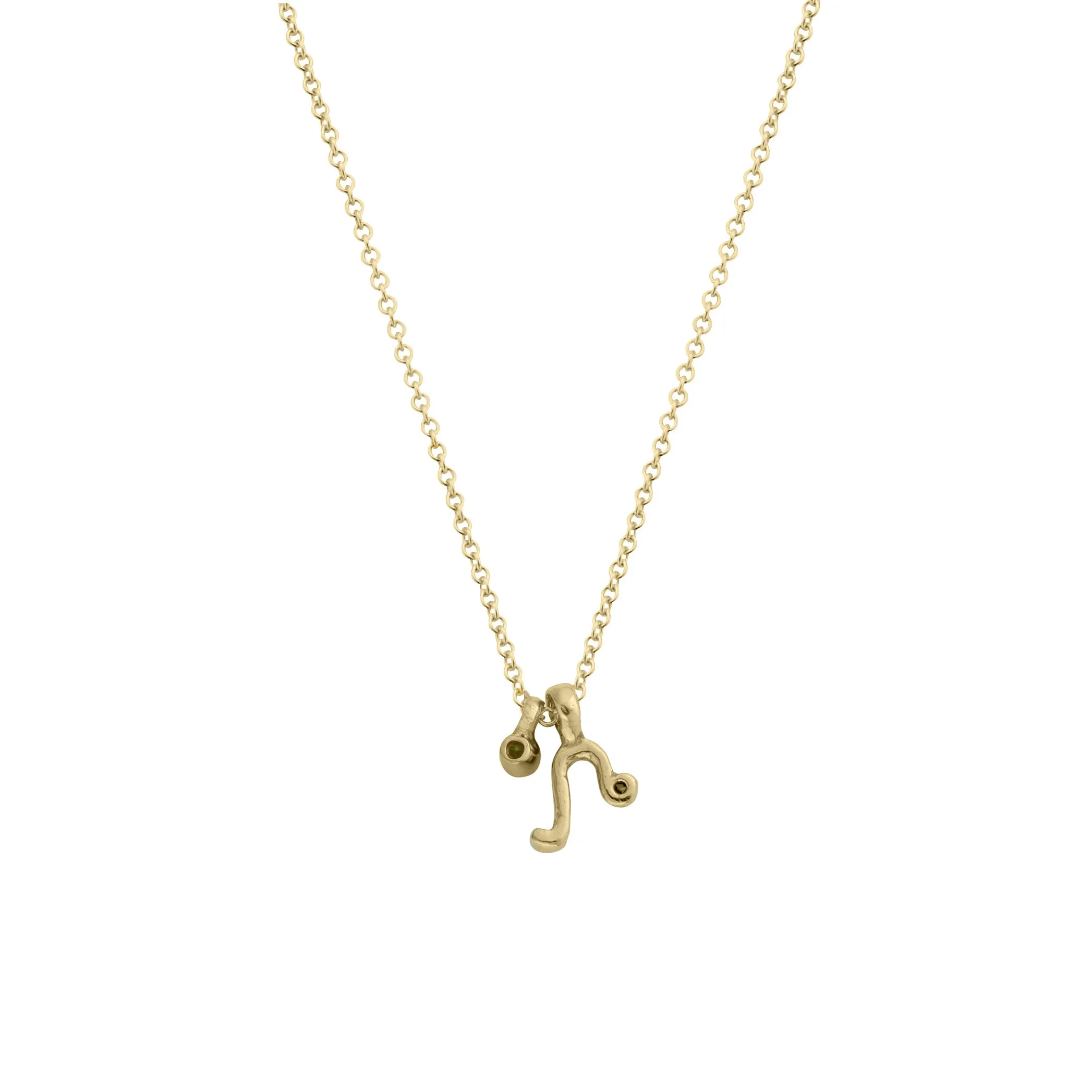 Gold Mini Leo Horoscope & Peridot Birthstone Necklace