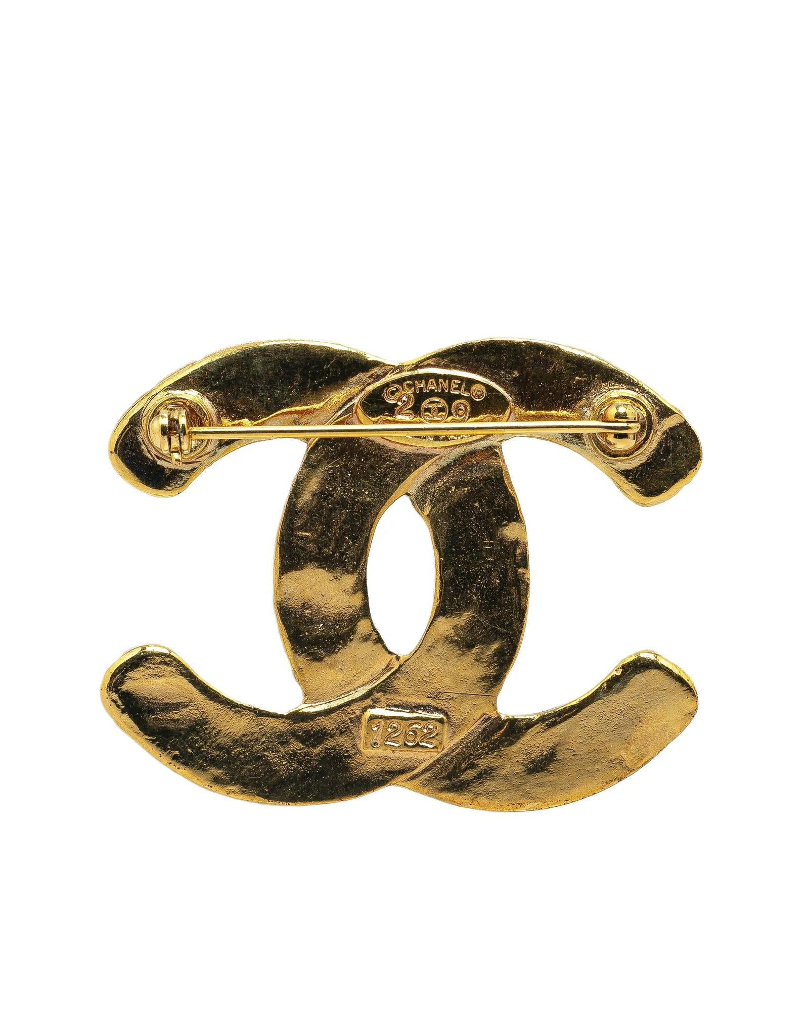 Gold Plated CC Brooch with Pin Closure