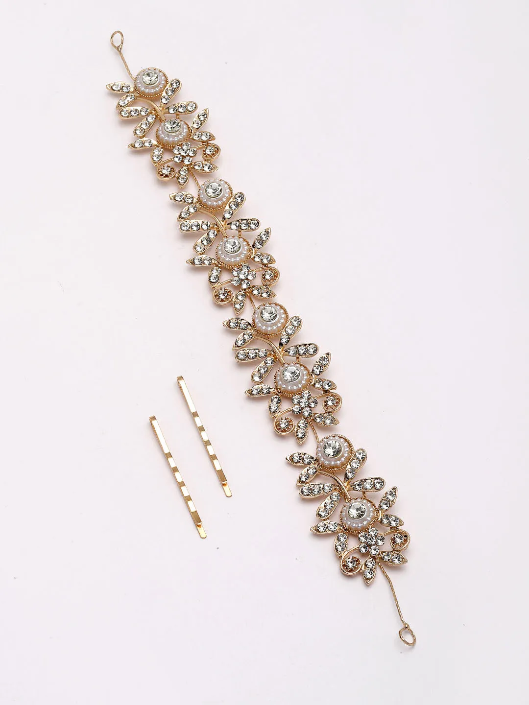 Gold-Plated CZ Stone Embellished Handcrafted Tiara