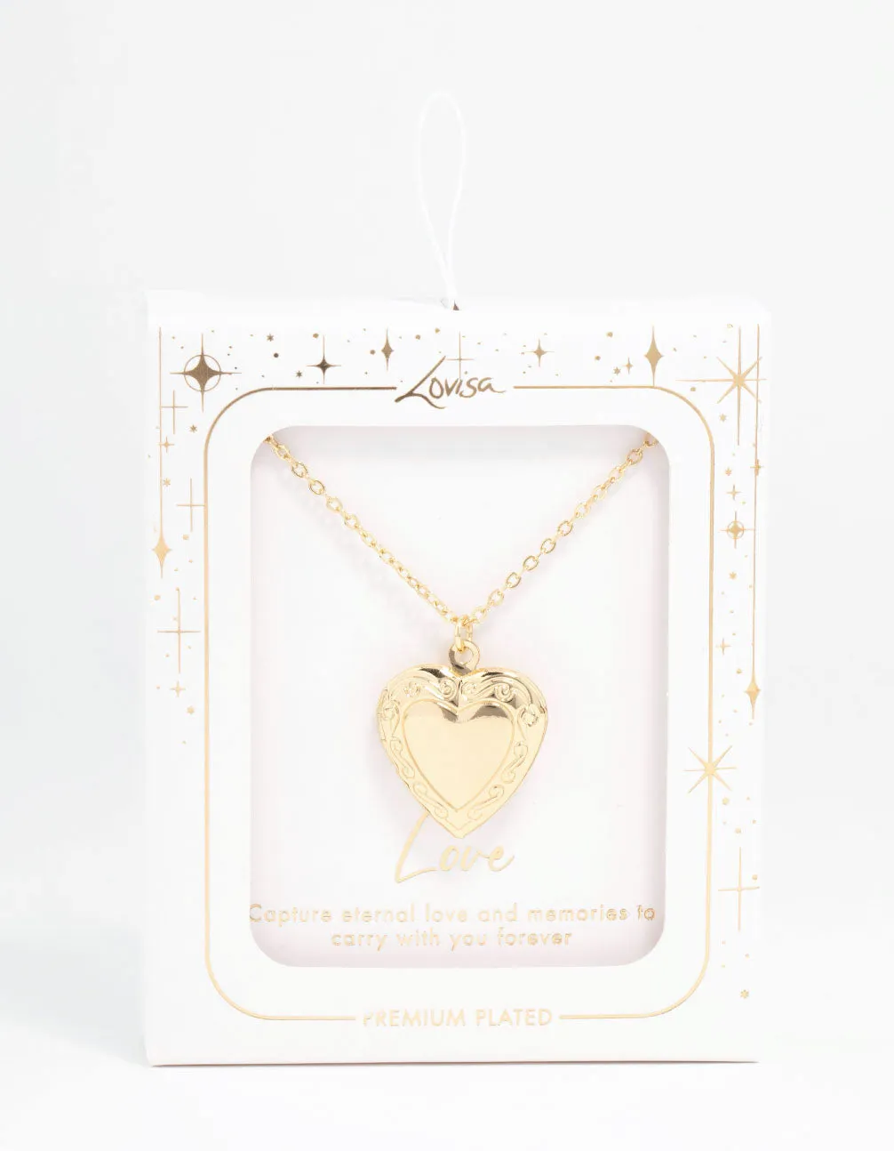 Gold Plated Detailed Heart Locket Necklace