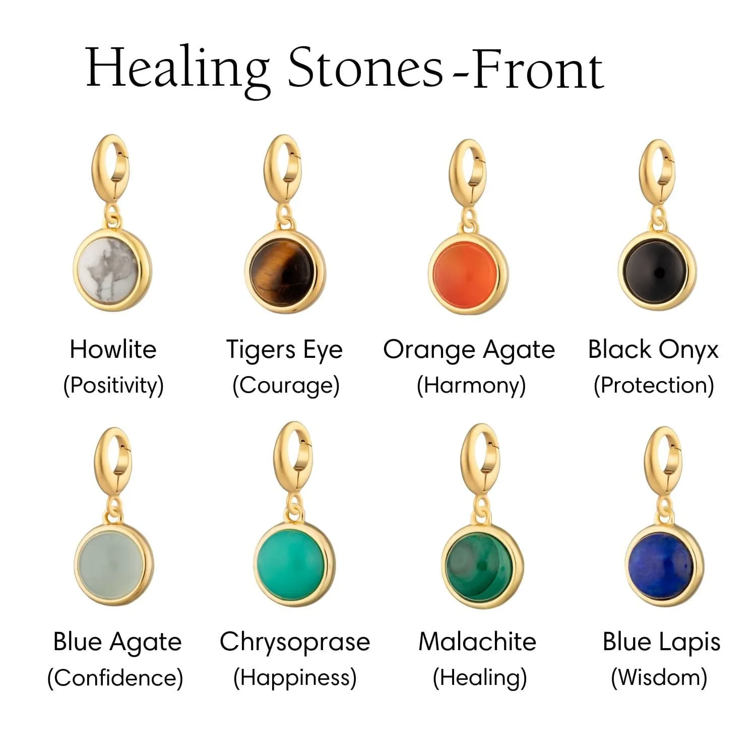 Gold Plated Healing Stone Charm