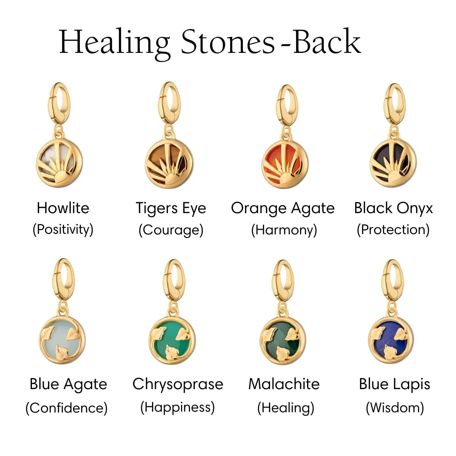 Gold Plated Healing Stone Charm