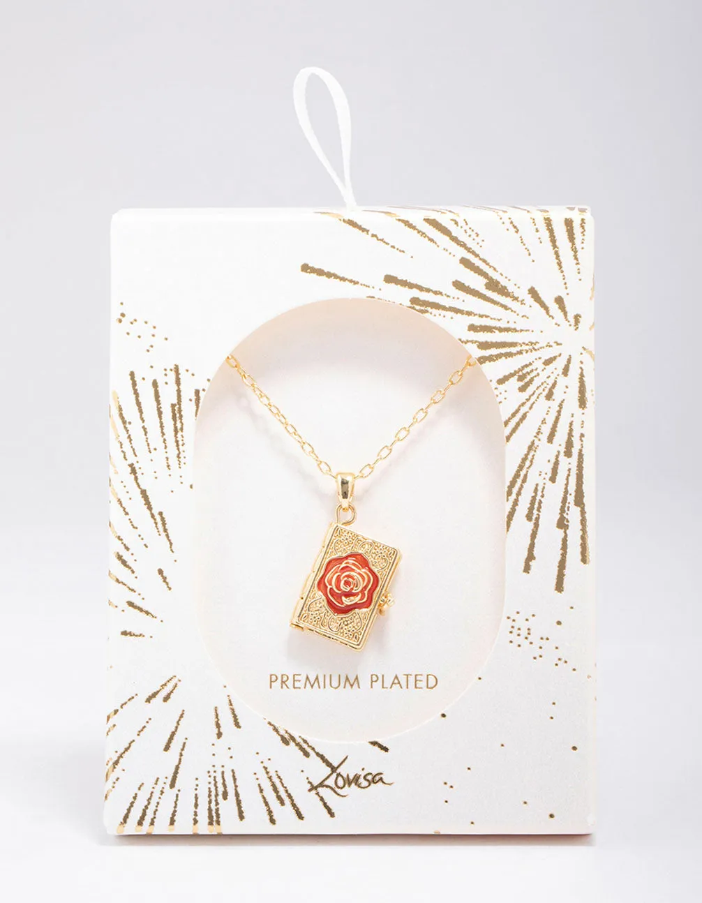 Gold Plated Rose Locket Pendant Necklace