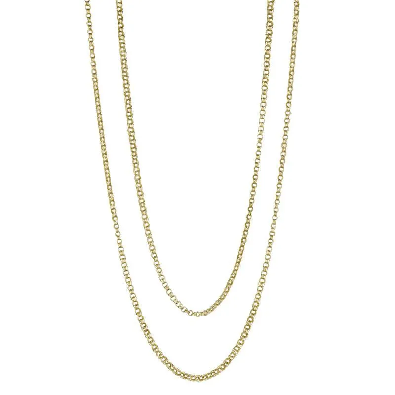 Gold Triple Trace Link Long Chain Necklace