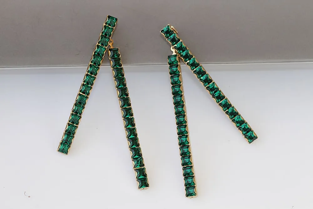 GREEN STICK EARRINGS