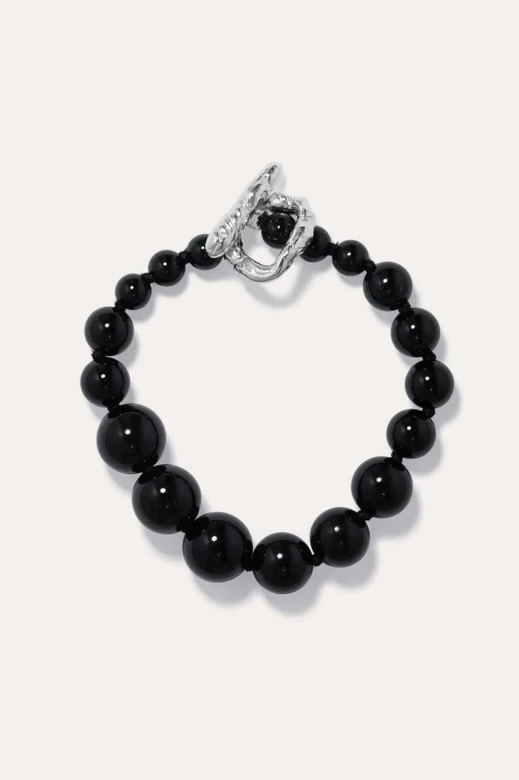 H70 - Black Onyx and Recycled Silver Bracelet