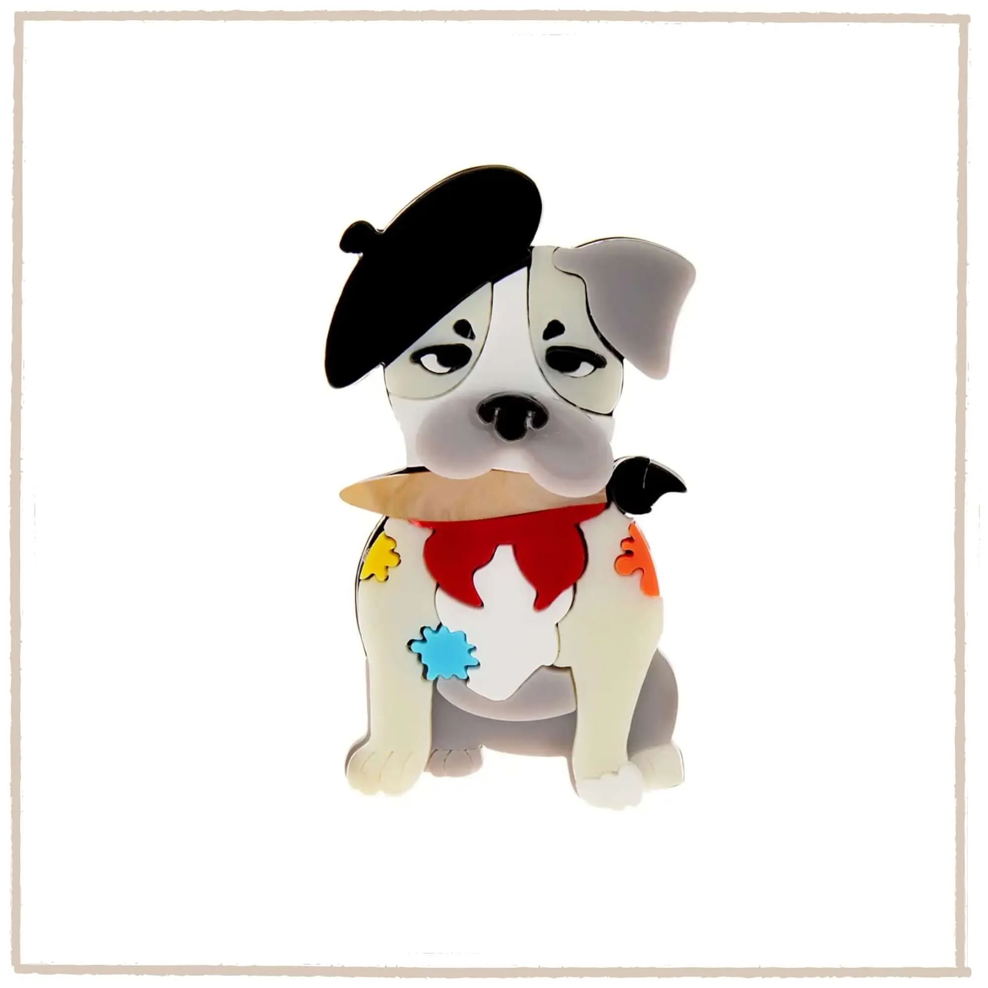 Handmade Acrylic Art Brooch - The Artful Puppy