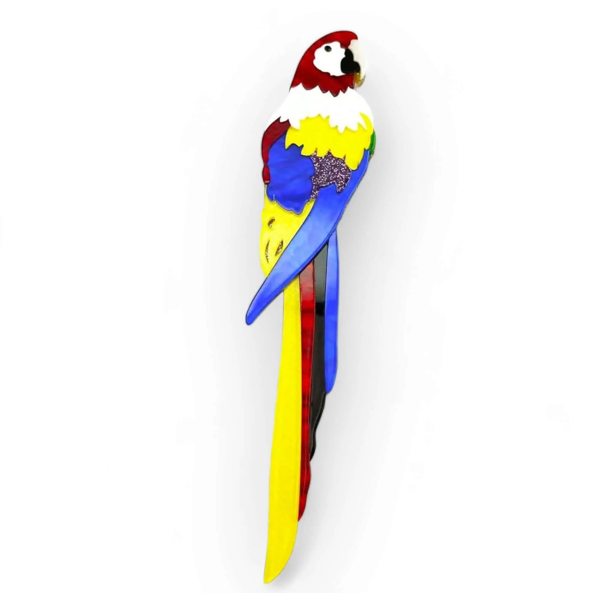 Handmade Acrylic Art Brooch - The Blue And Gold Macaw