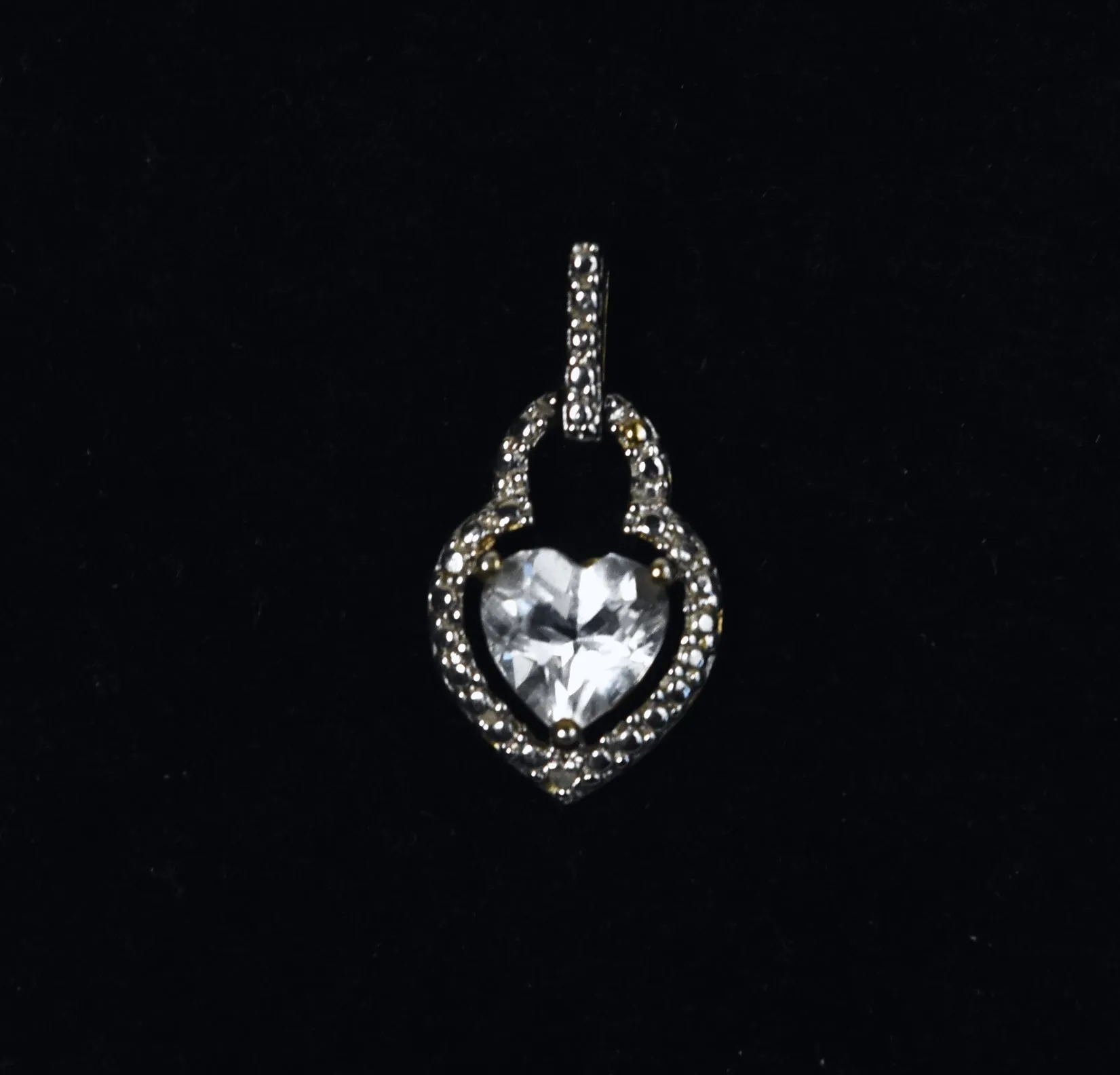 Heart Cut Topaz Sterling Silver Gold Tone Pendant