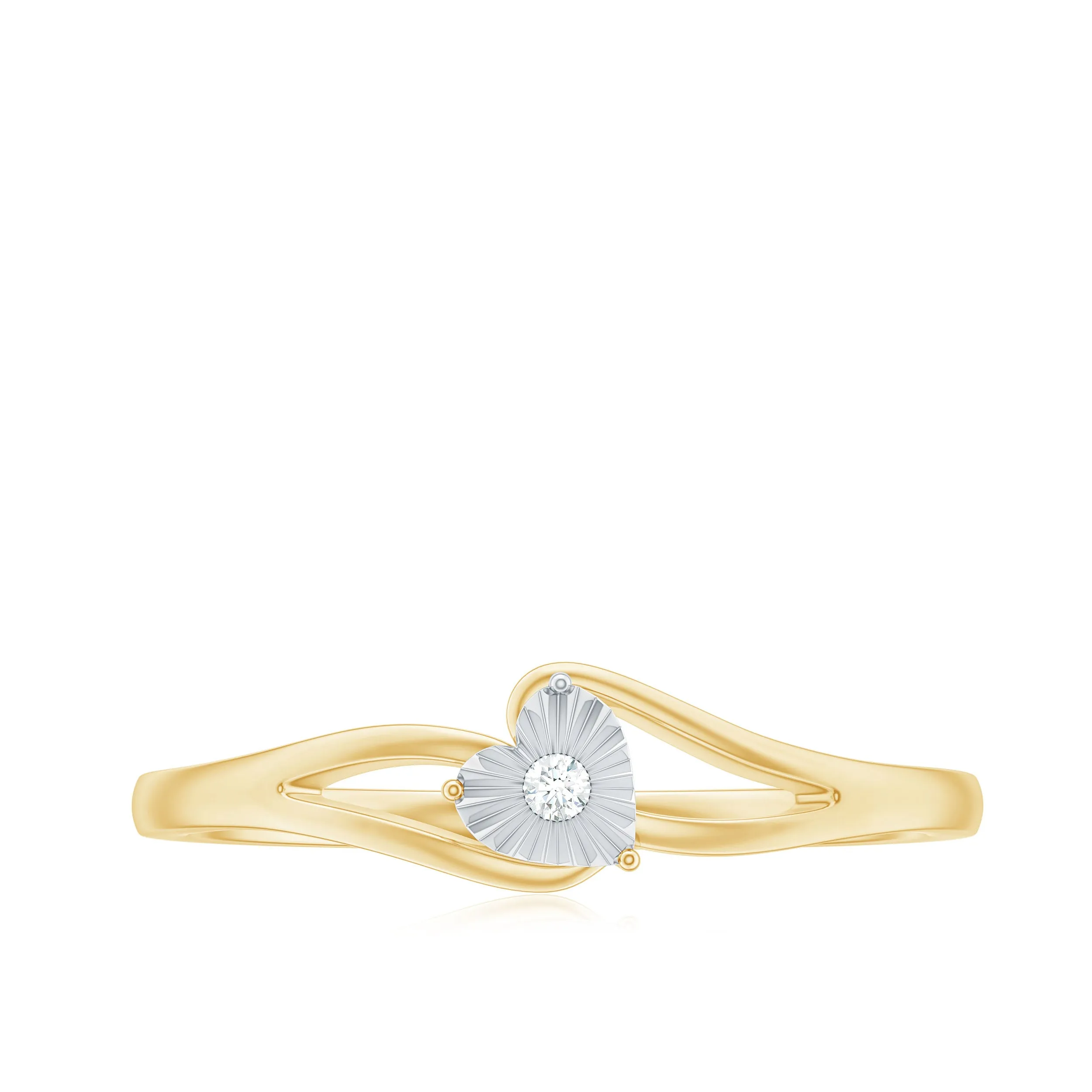 Illusion Set Round Diamond Solitaire Heart Ring in Split Shank