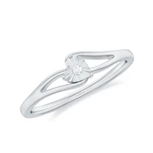 Illusion Set Round Diamond Solitaire Heart Ring in Split Shank