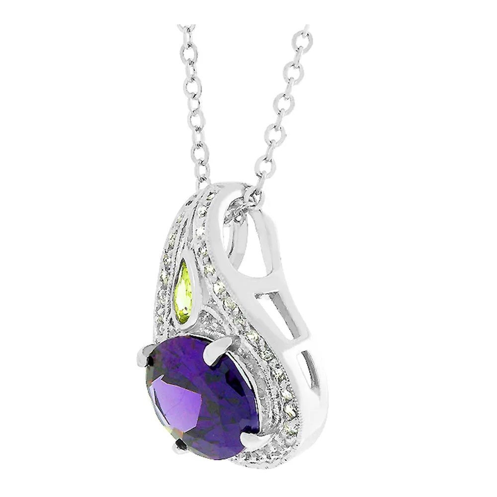 J Goodin Cocktail Fashion Style Majestic Amethyst Cubic Zirconia Pendant For Women