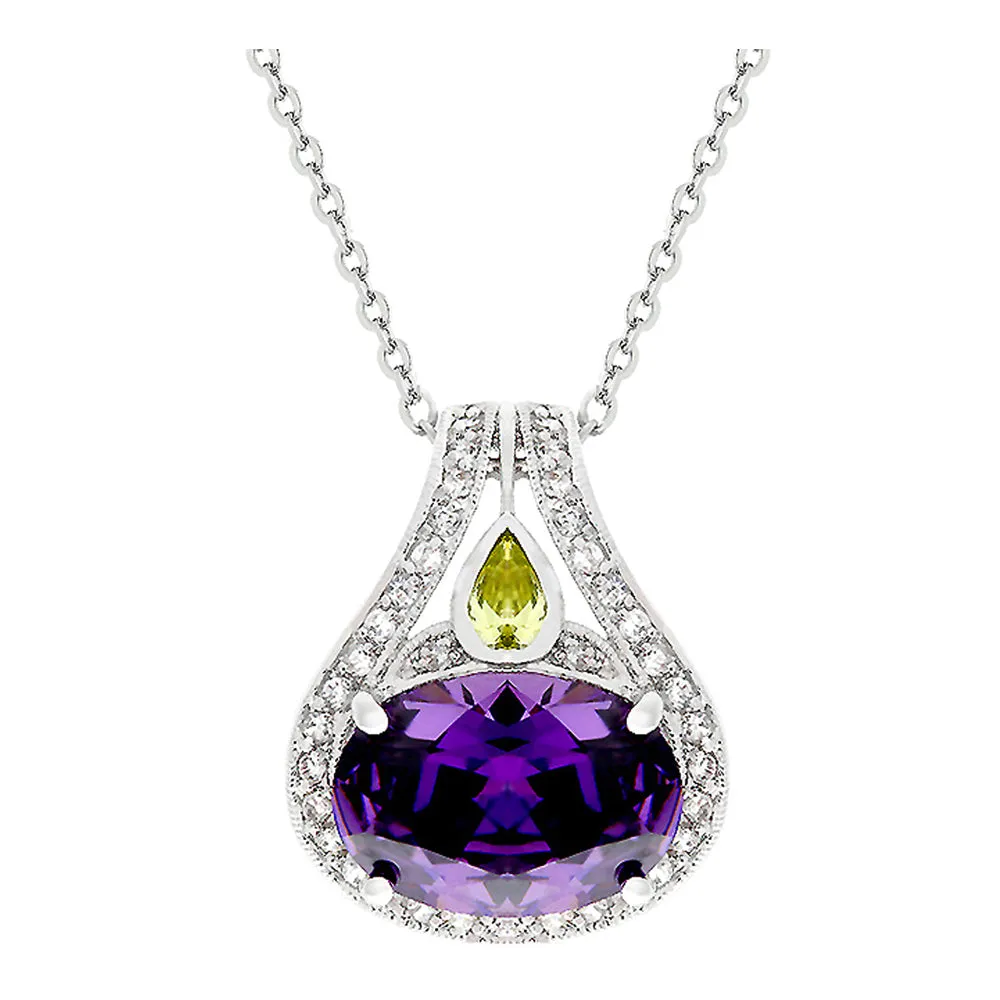 J Goodin Cocktail Fashion Style Majestic Amethyst Cubic Zirconia Pendant For Women