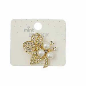 JAH46465-Rhinestone Pearl Brooch