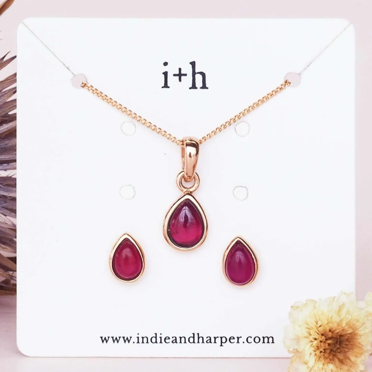 January Birthstone Jewellery Set - Garnet Jewellery