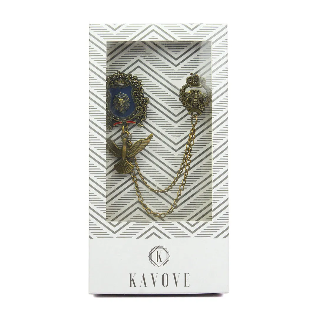 Kavove Azure Pride Eagle Crest Blue Colour Brooch