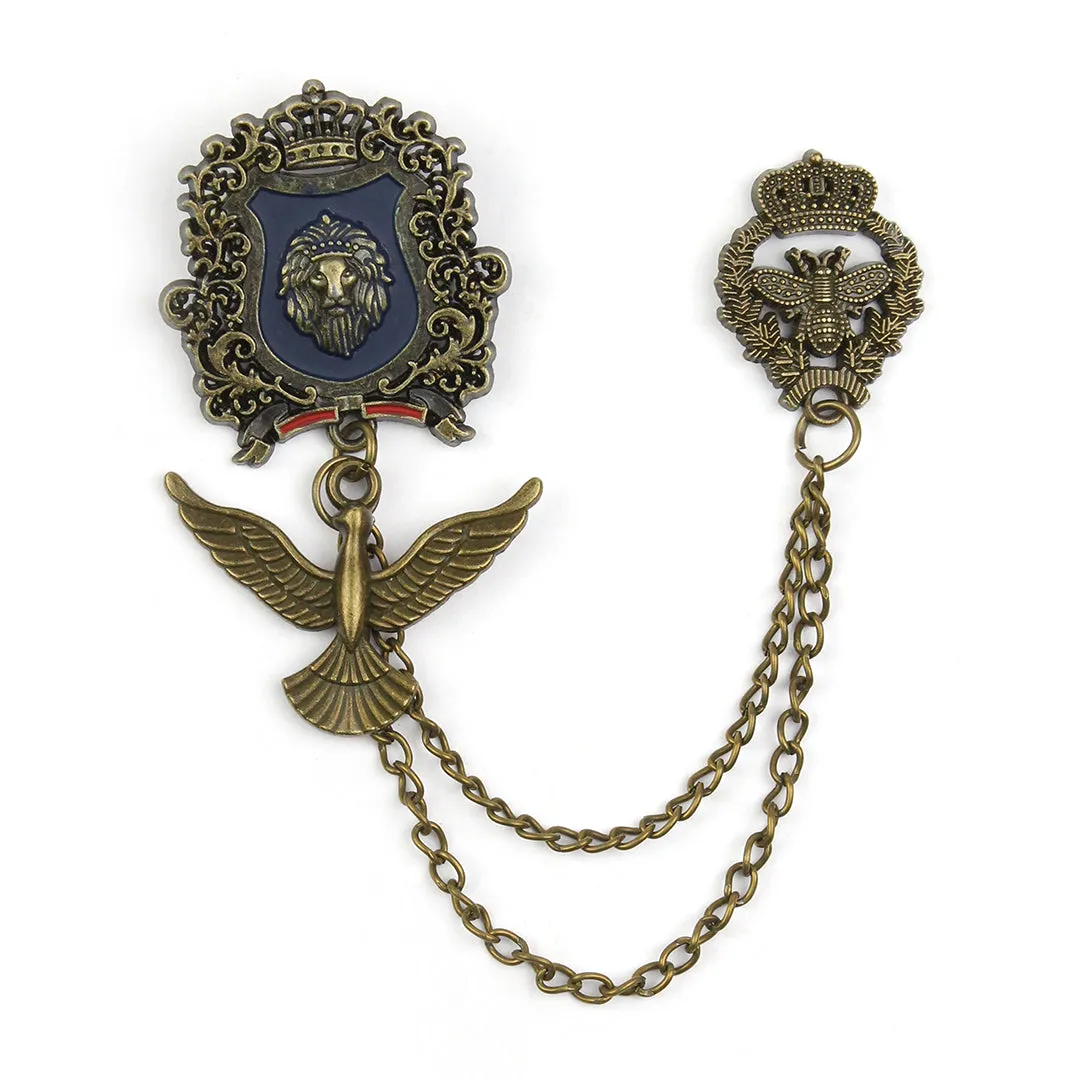 Kavove Azure Pride Eagle Crest Blue Colour Brooch